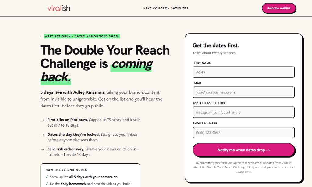 Adley Kinsman – The Double Your Reach Challenge